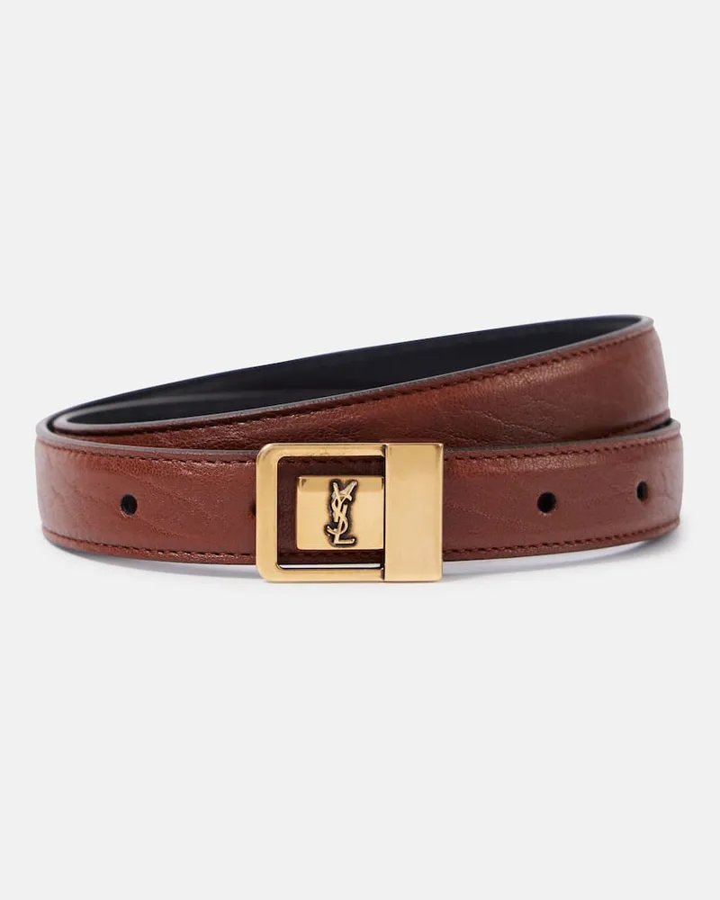 Saint Laurent Gürtel La 66 aus Leder Braun
