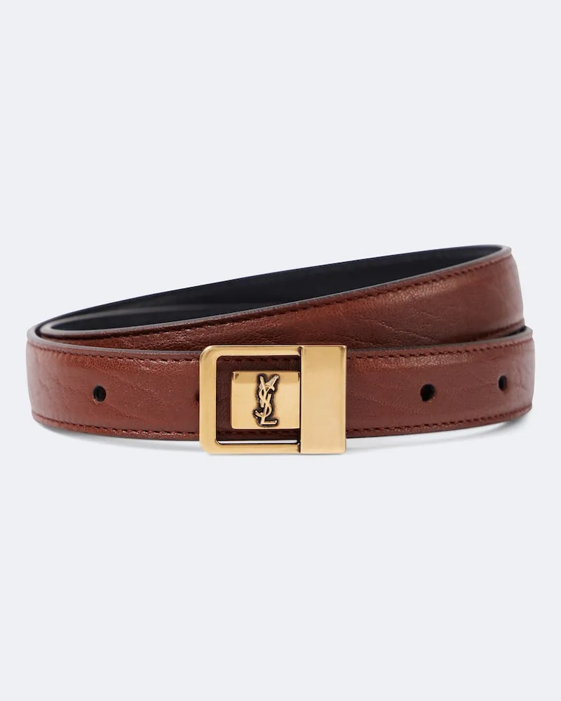 Saint Laurent Gürtel La 66 aus Leder Braun