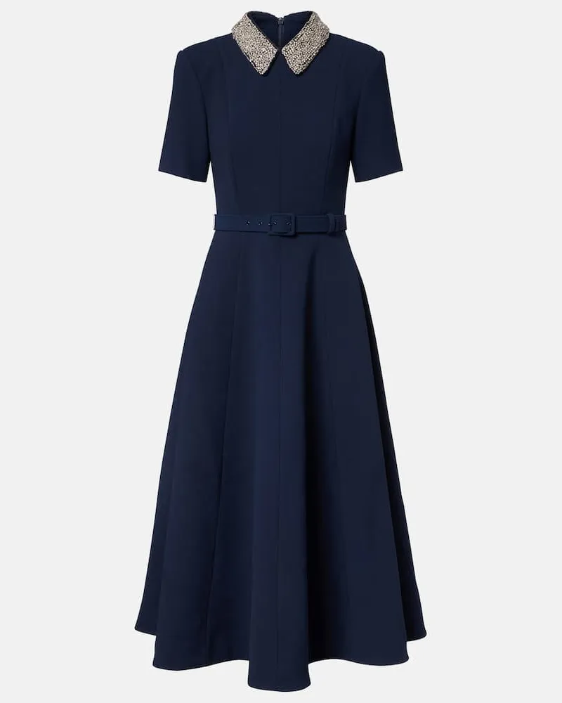 Rebecca Vallance Midikleid Xena aus Crêpe mit Kristallen Blau