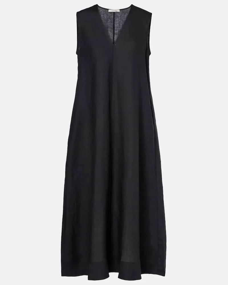 ASCENO Midikleid Nisha aus Leinen Schwarz