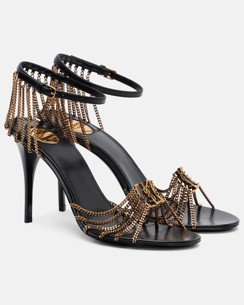 Saint Laurent Sandalen Babylone 90 aus Leder Schwarz