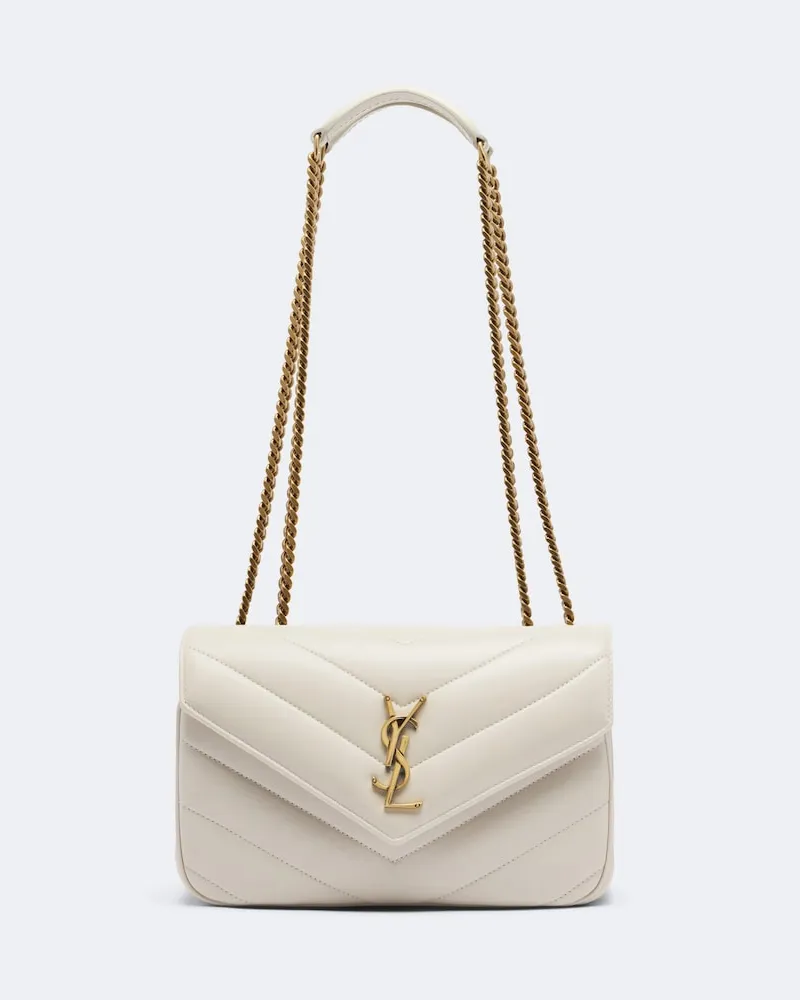 Saint Laurent Schultertasche Loulou Small aus Leder Weiß