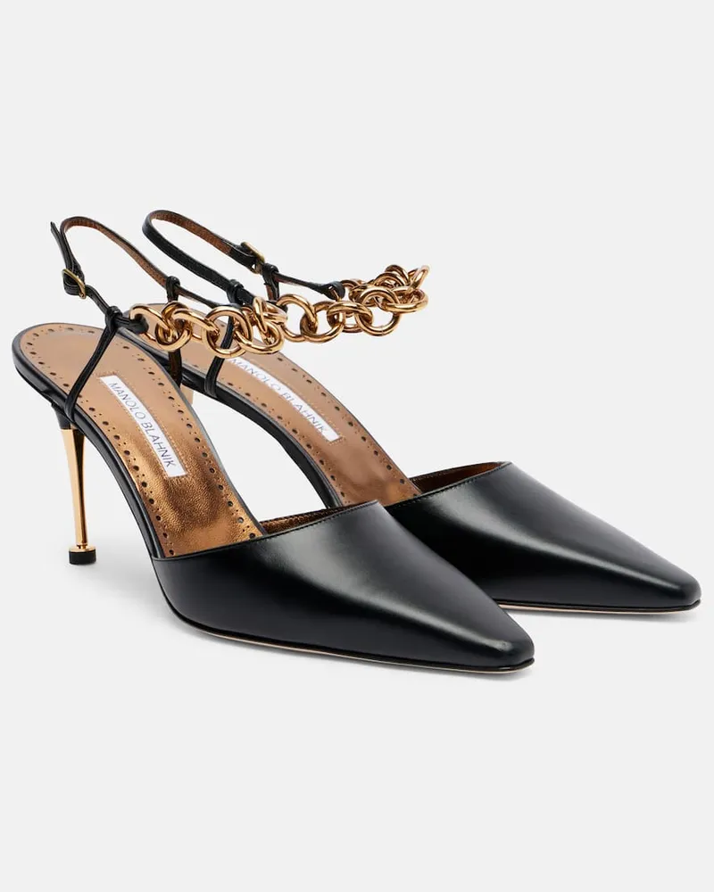 Manolo Blahnik Verzierte Pumps Detana 90 aus Leder Schwarz
