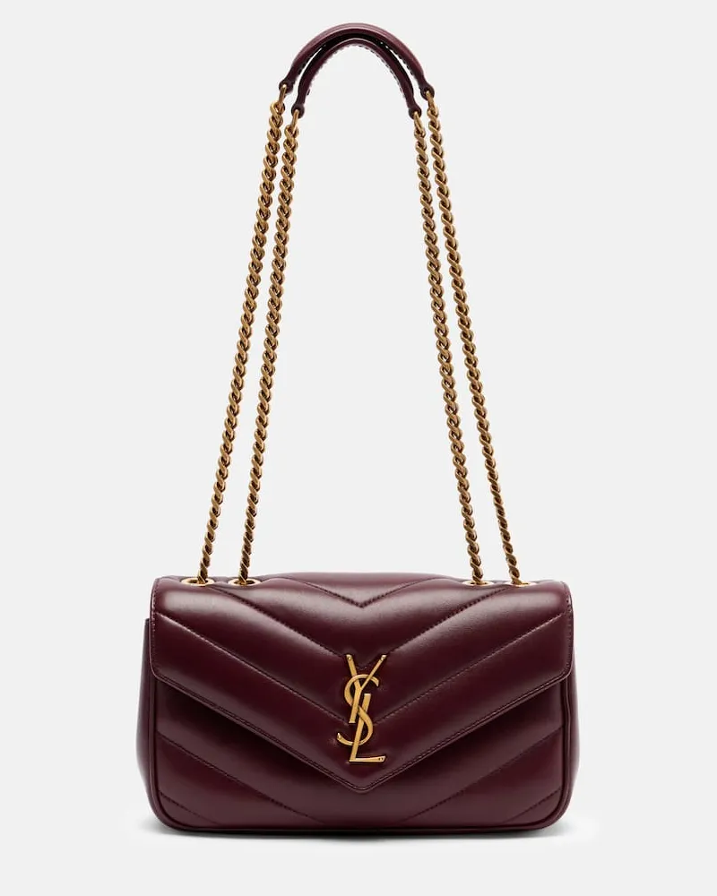 Saint Laurent Schultertasche Lou Lou Small aus Leder Burgunderrot
