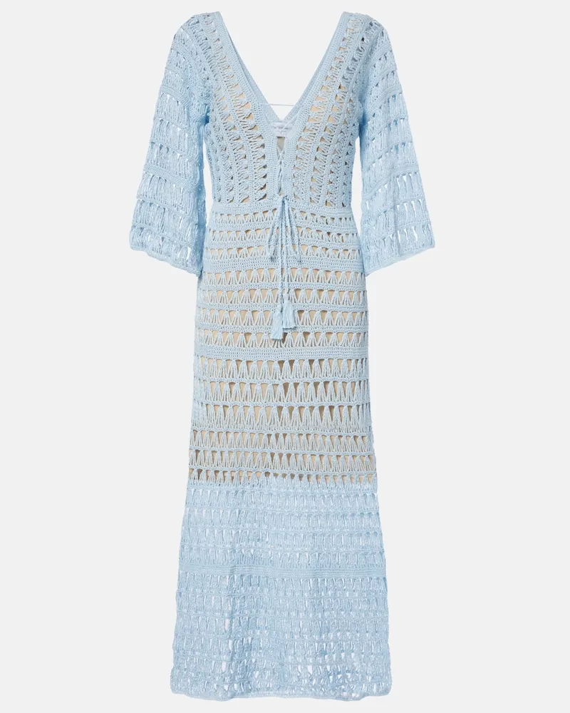 Anna Kosturova Maxikleid aus Häkelstrick Blau