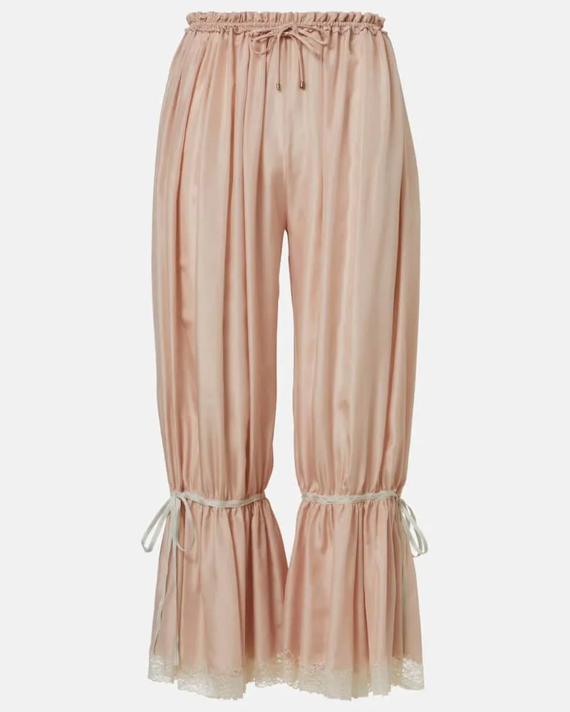 Chloé Chloé Cropped-Hose aus Seide mit Spitze Pink