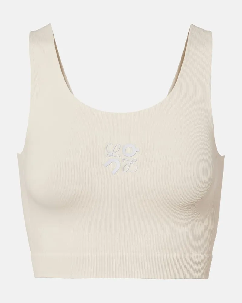 Loewe X On Sport-BH aus Rippstrick Weiß