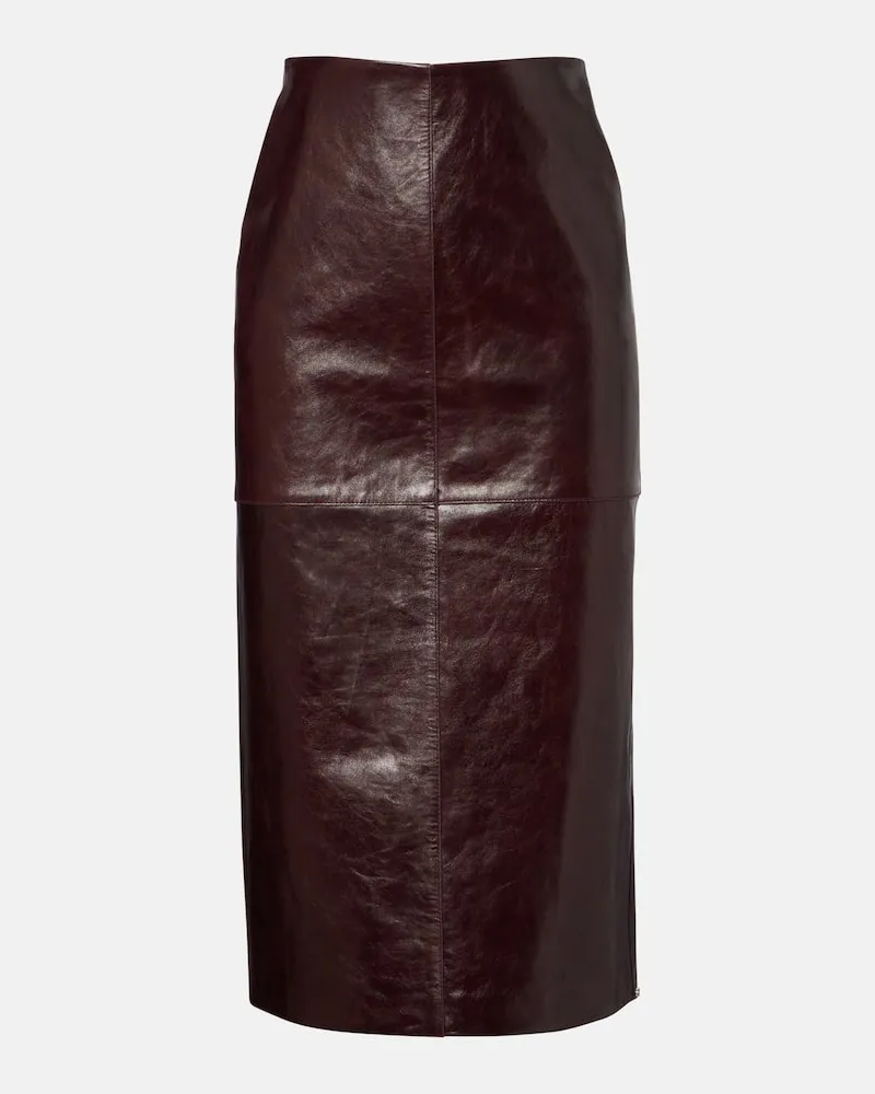 SPORTMAX Bleistiftrock Afa aus Leder Burgunderrot