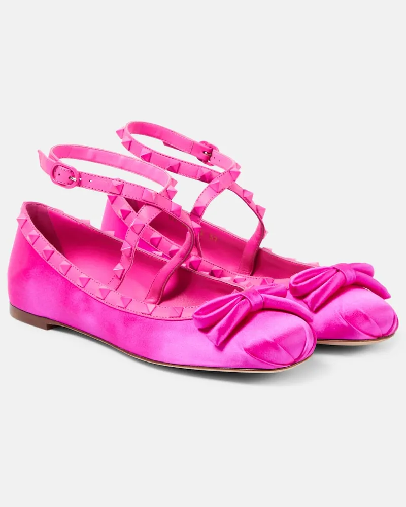 Valentino Garavani Ballerinas Rockstud aus Satin Rosa