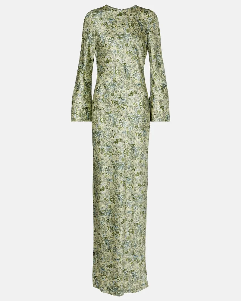 Veronica Beard Bedrucktes Maxikleid Gemma aus einem Seidengemisch Grün