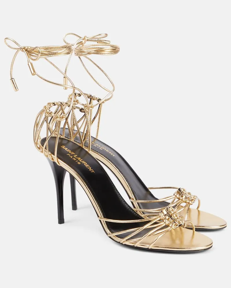 Saint Laurent Sandalen Babylone 90 aus Metallic-Leder Gold