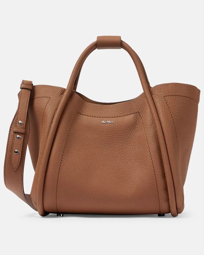 Max Mara Tote Bag Marine Small aus Leder Braun
