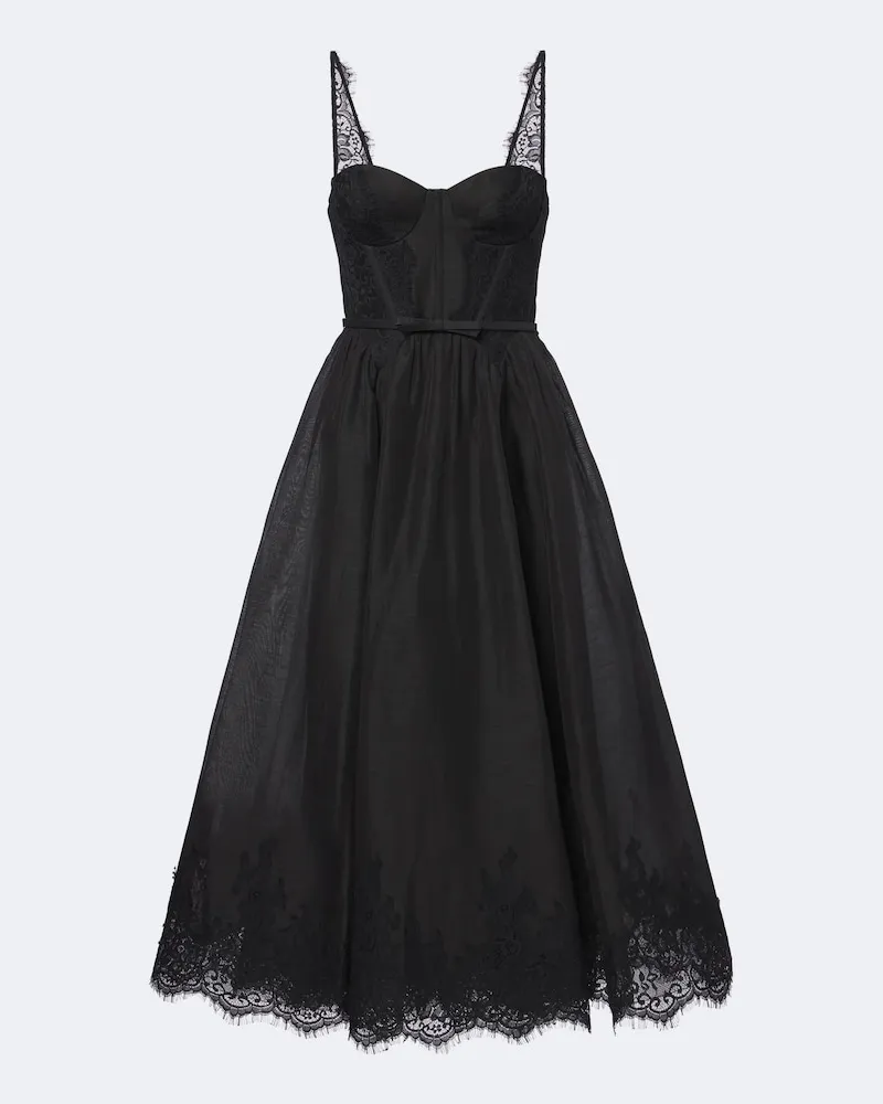 Zimmermann Bustier-Kleid Valiant mit Spitze Schwarz