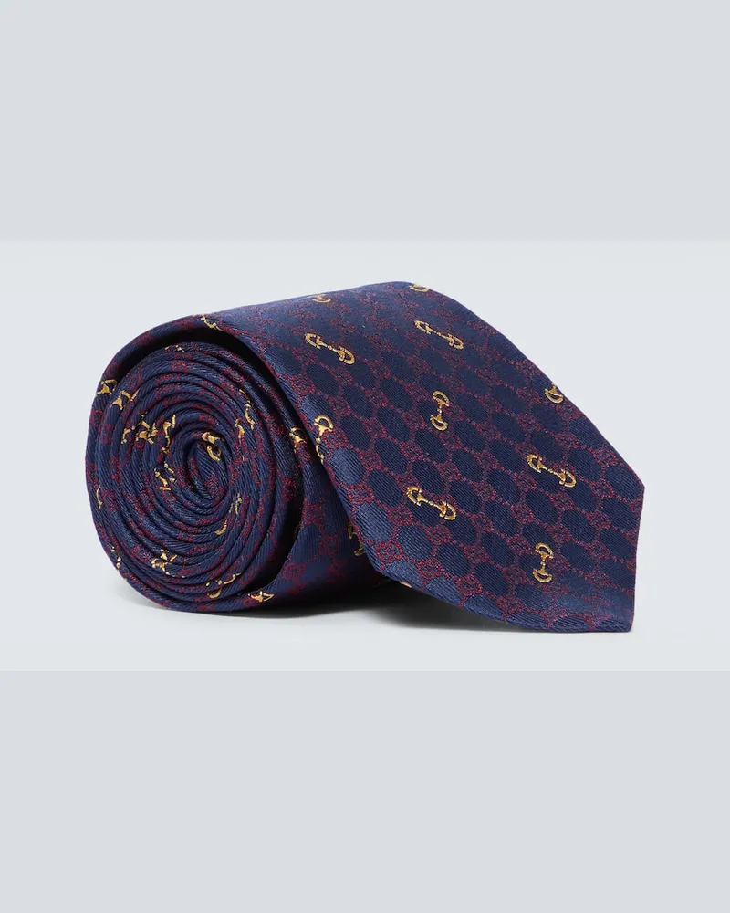 Gucci Krawatte GG aus Seiden-Jacquard Blau