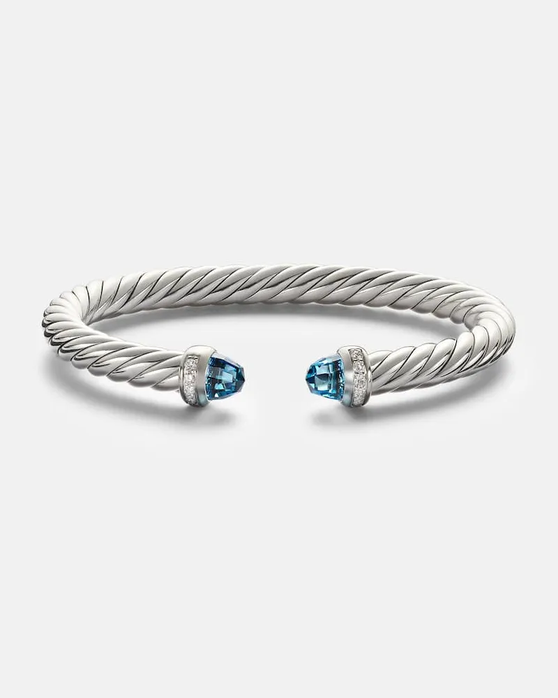 David Yurman Armreif Cable Flex® aus Sterlingsilber mit Diamanten und Topas Silber