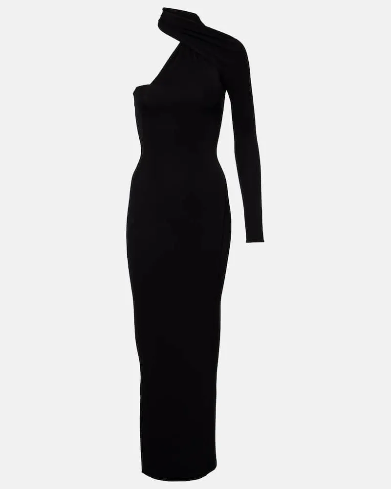 Courrèges Courrèges One-Shoulder-Maxikleid aus Crêpe Schwarz