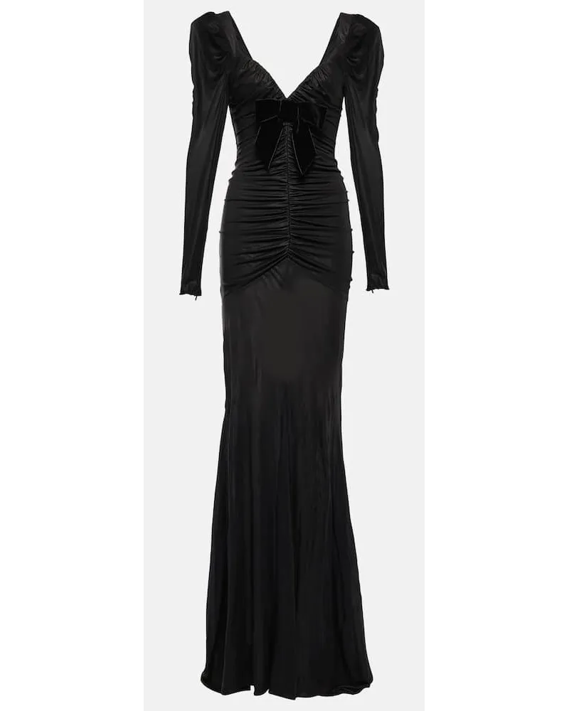Alessandra Rich Maxikleid aus Satin Schwarz
