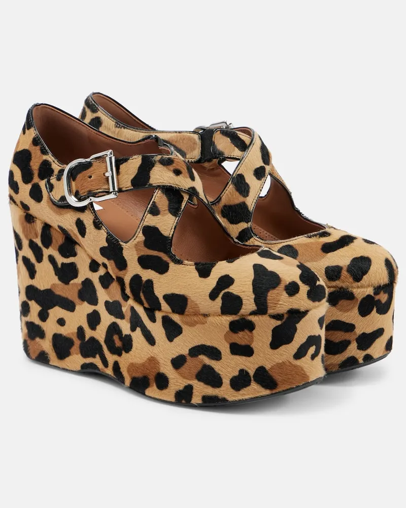 Alaïa Alaïa Wedges Criss Cross aus Kalbshaar Braun
