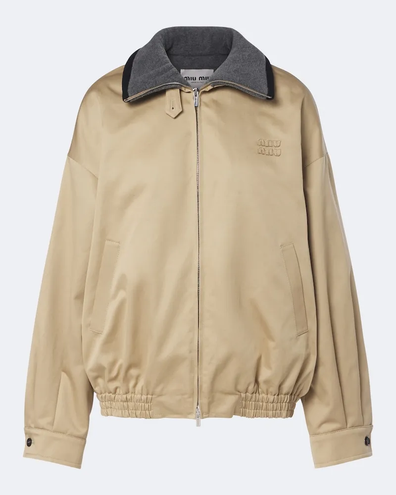 Miu Miu Wattierter Blouson aus Baumwoll-Twill Beige