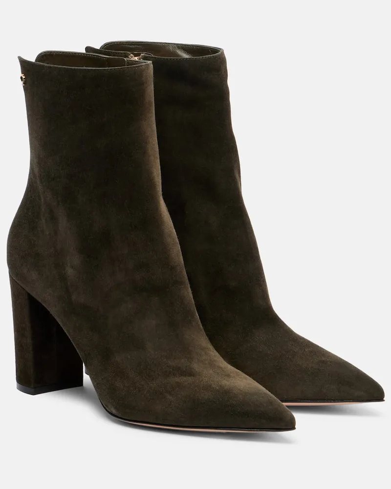 Gianvito Rossi Ankle Boots Lyell 85 aus Veloursleder Grün