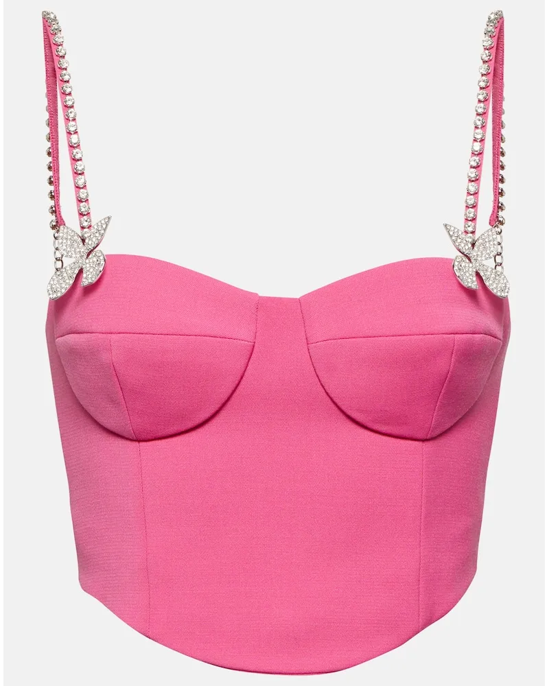 Area Verziertes Bustier-Top aus Wolle Pink