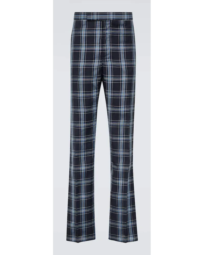 Thom Browne Hose aus Wolle und Leinen Blau