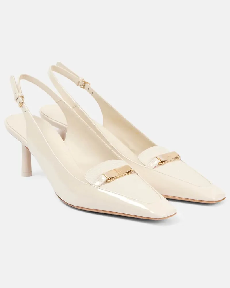 Ferragamo Slingback-Pumps Dilli aus Lackleder Weiß