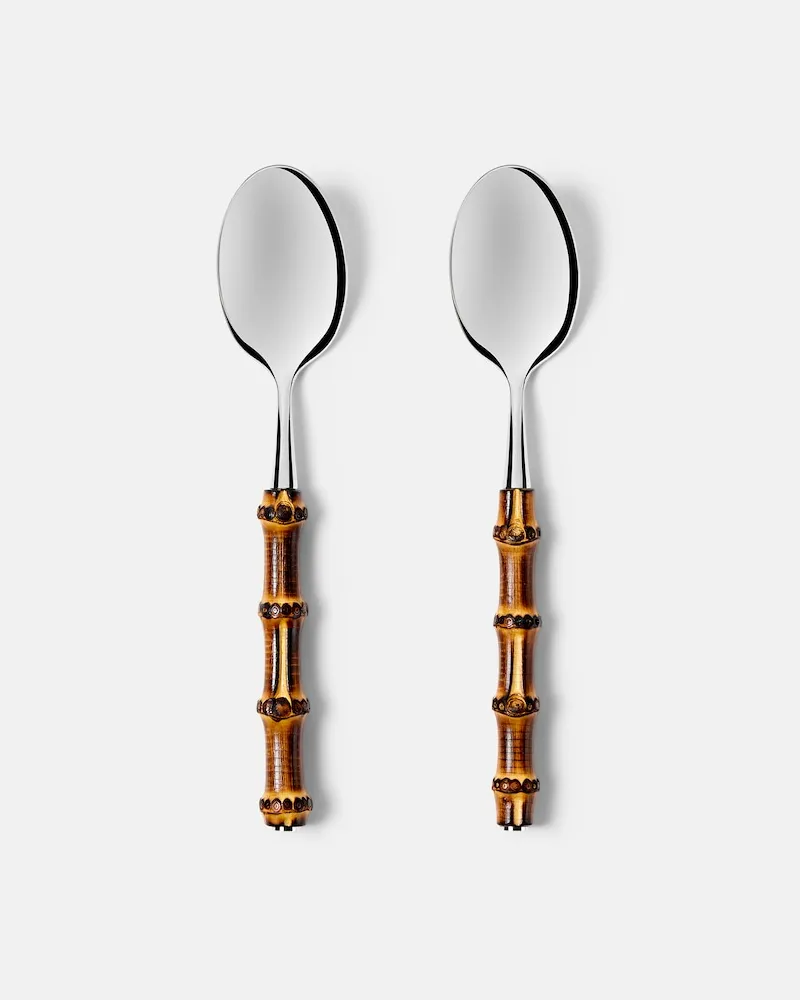 Gucci Set Bamboo aus zwei Löffeln Braun