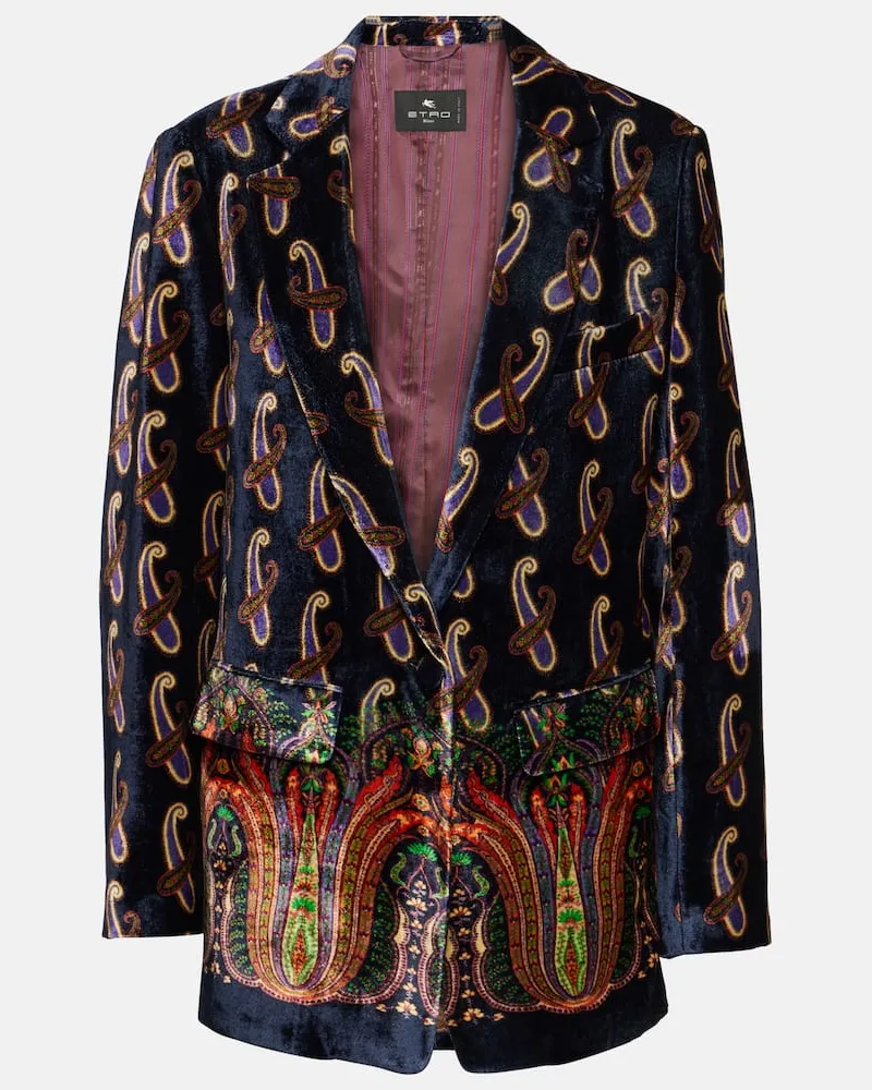 Etro Blazer aus Samt Blau