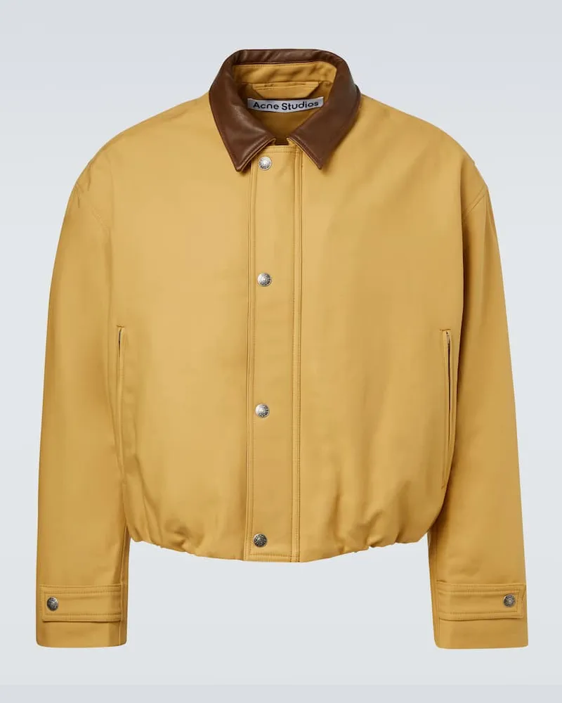 Acne Studios Jacke aus Baumwoll-Twill mit Leder Beige