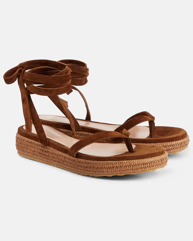 Gianvito Rossi Espadrille-Sandalen aus Veloursleder Beige