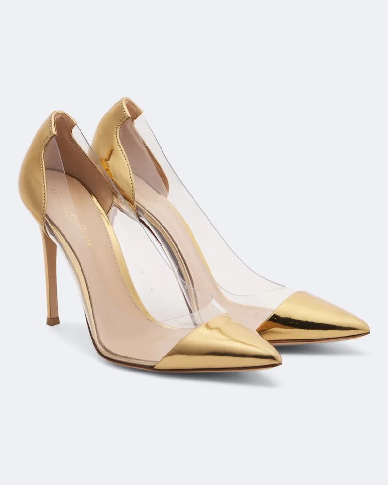 Gianvito Rossi Pumps Plexi 105 mit Leder Gold