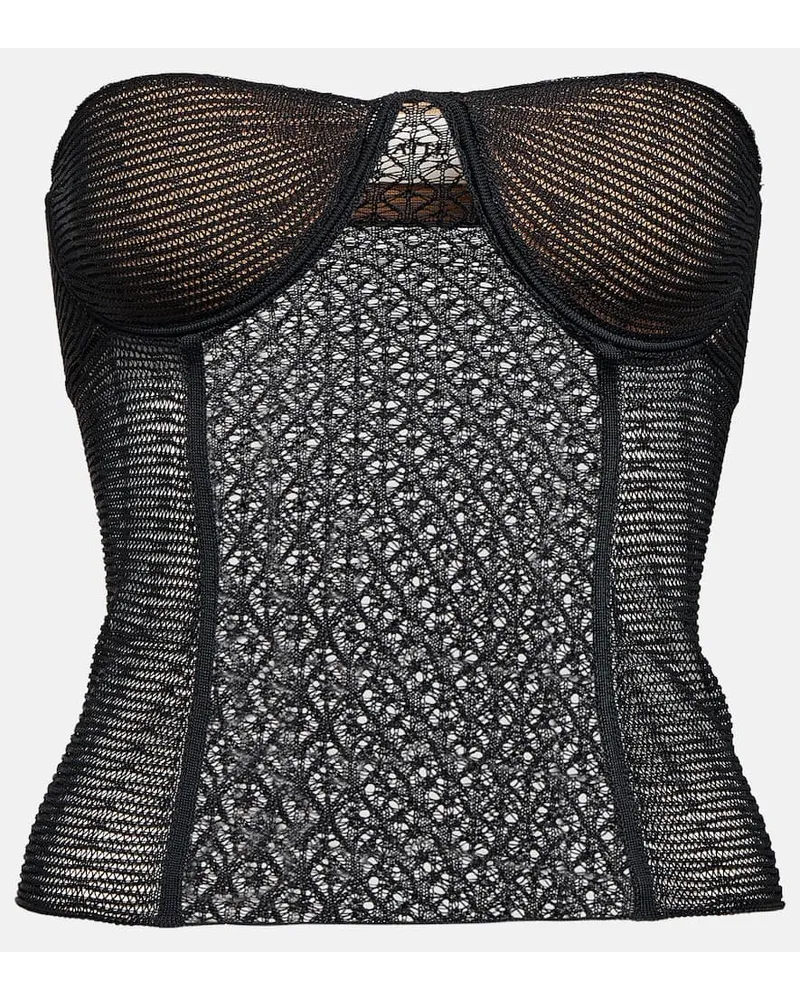 KHAITE Bustier-Top Lori aus Spitze Schwarz