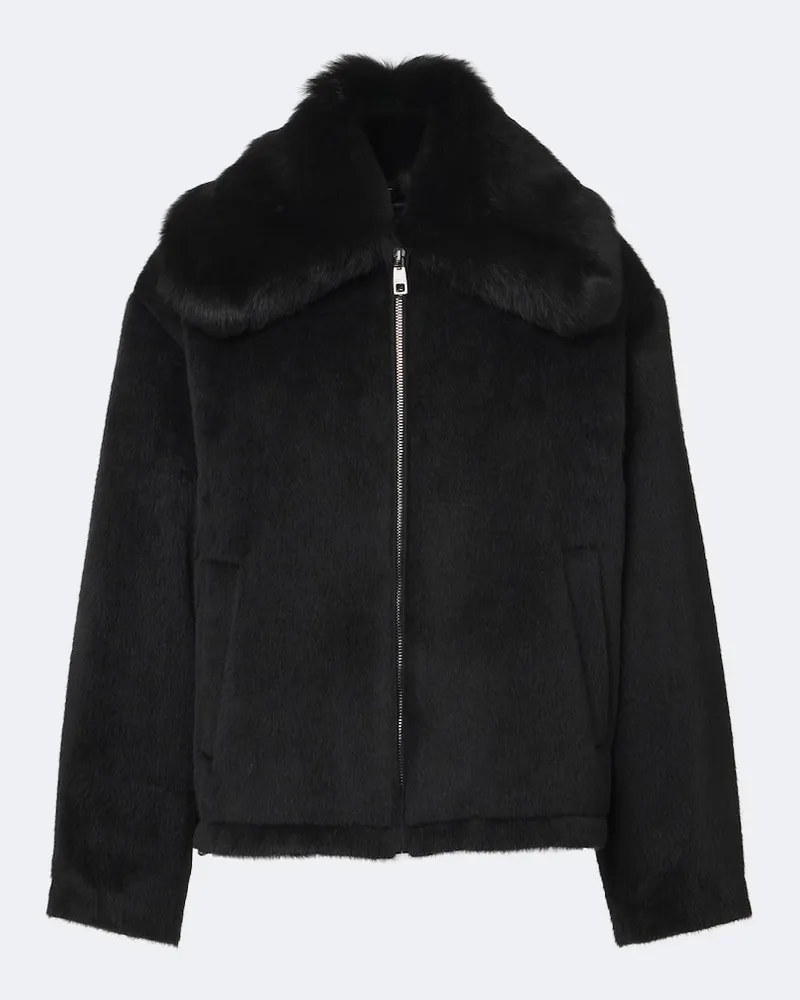 Dolce & Gabbana Wattierte Jacke aus Alpakawolle und Wolle Schwarz