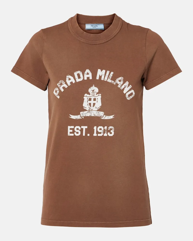 Prada T-Shirt aus Baumwoll-Jersey Braun