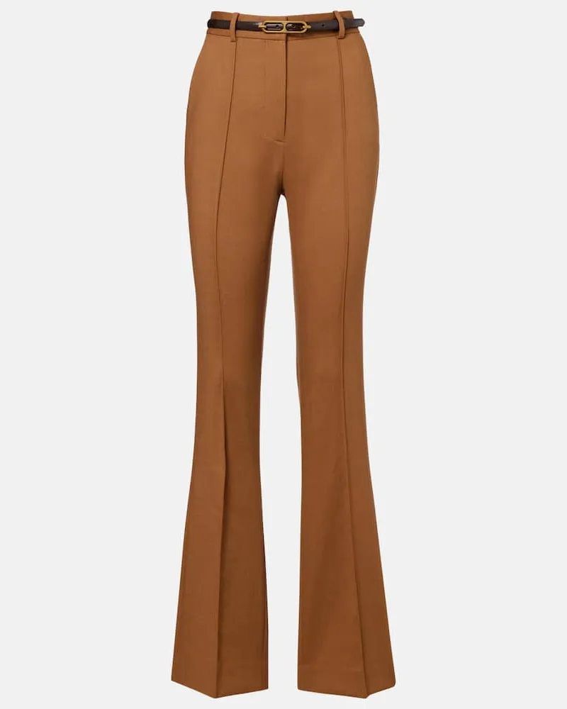 Veronica Beard Schlaghose Gracie aus Wolle Beige