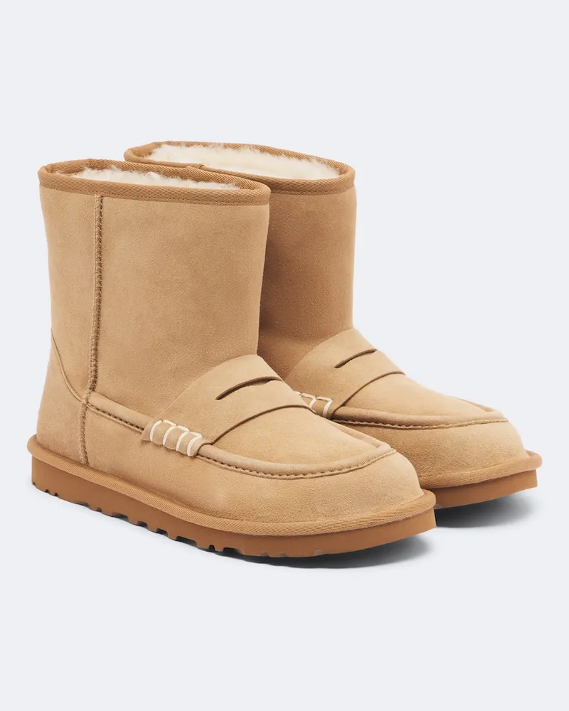 J.W.Anderson X UGG Ankle Boots aus Veloursleder mit Shearling Beige