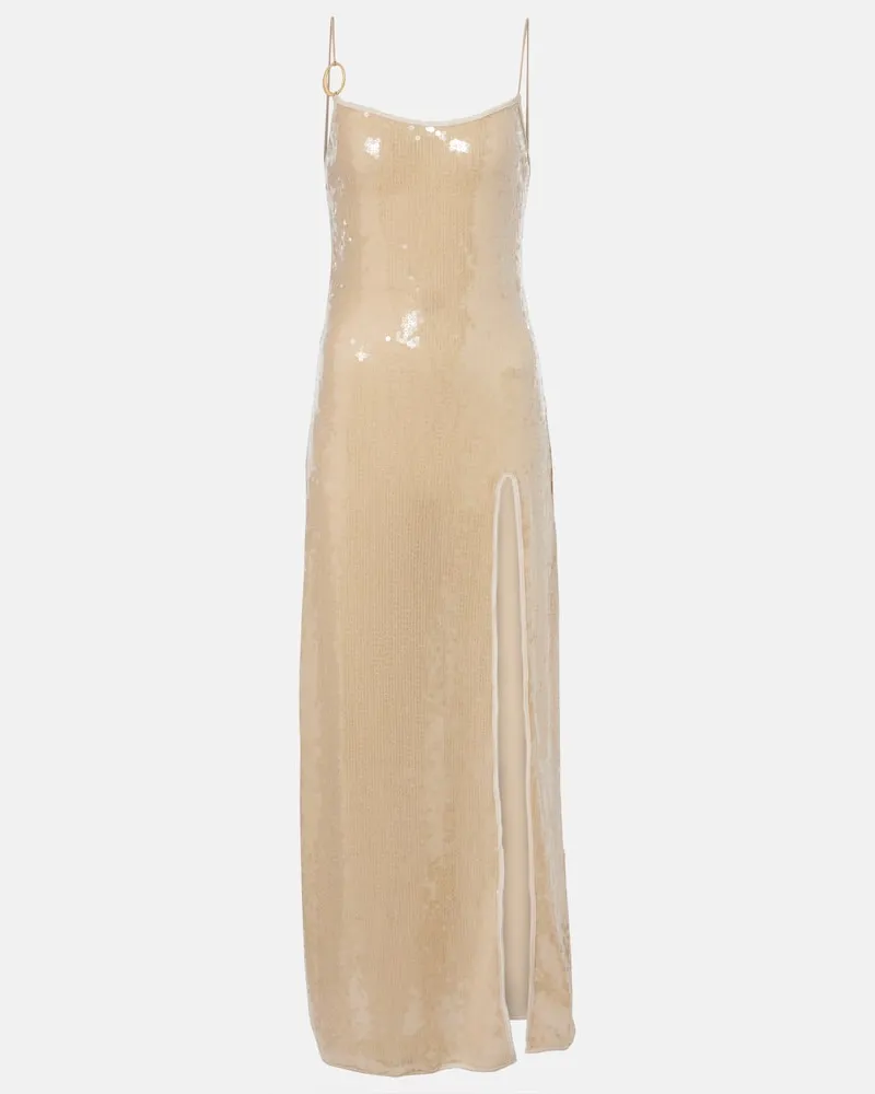 Oséree Oséree Maxikleid Marylin mit Pailletten Beige