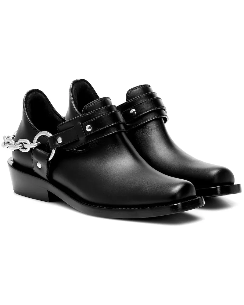 Paco Rabanne Ankle Boots Moto aus Leder Schwarz