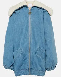 Patou Bomberjacke aus Denim und Faux Shearling Blau