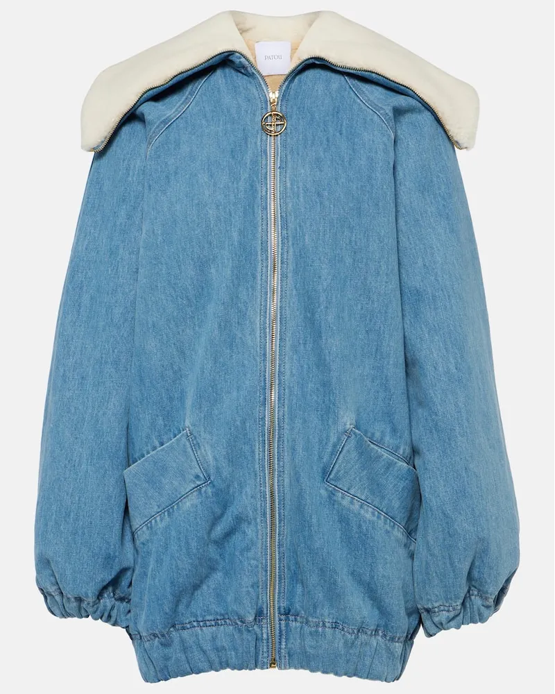 Patou Bomberjacke aus Denim und Faux Shearling Blau