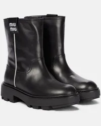 Miu Miu Ankle Boots aus Leder Schwarz