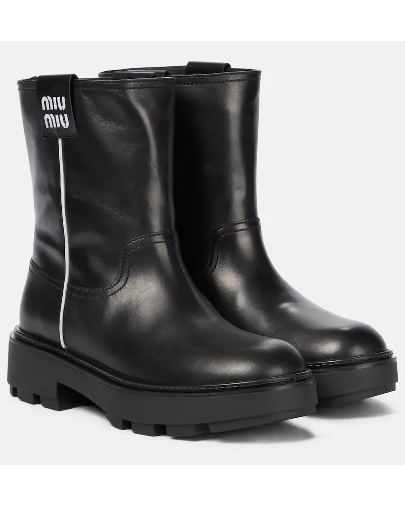 Miu Miu Ankle Boots aus Leder Schwarz