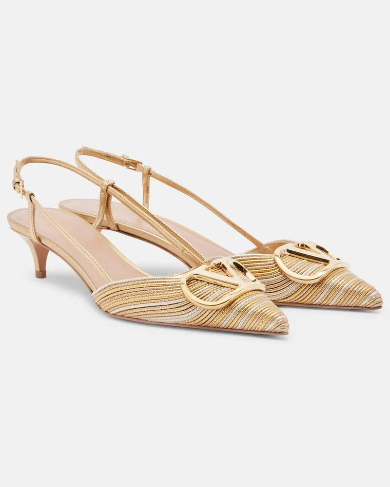 Valentino Garavani Slingback-Pumps VLogo aus Metallic-Leder Gold