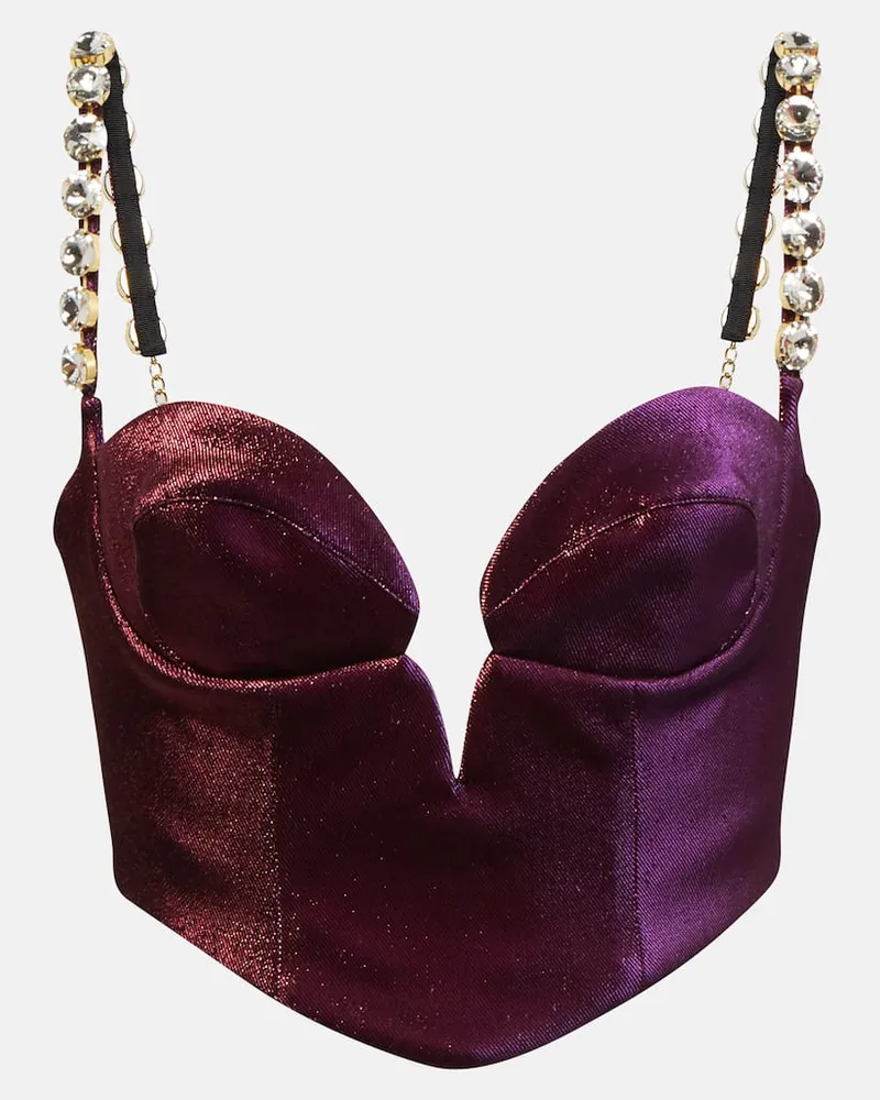 Area Cropped-Top aus einem Baumwollgemisch Lila