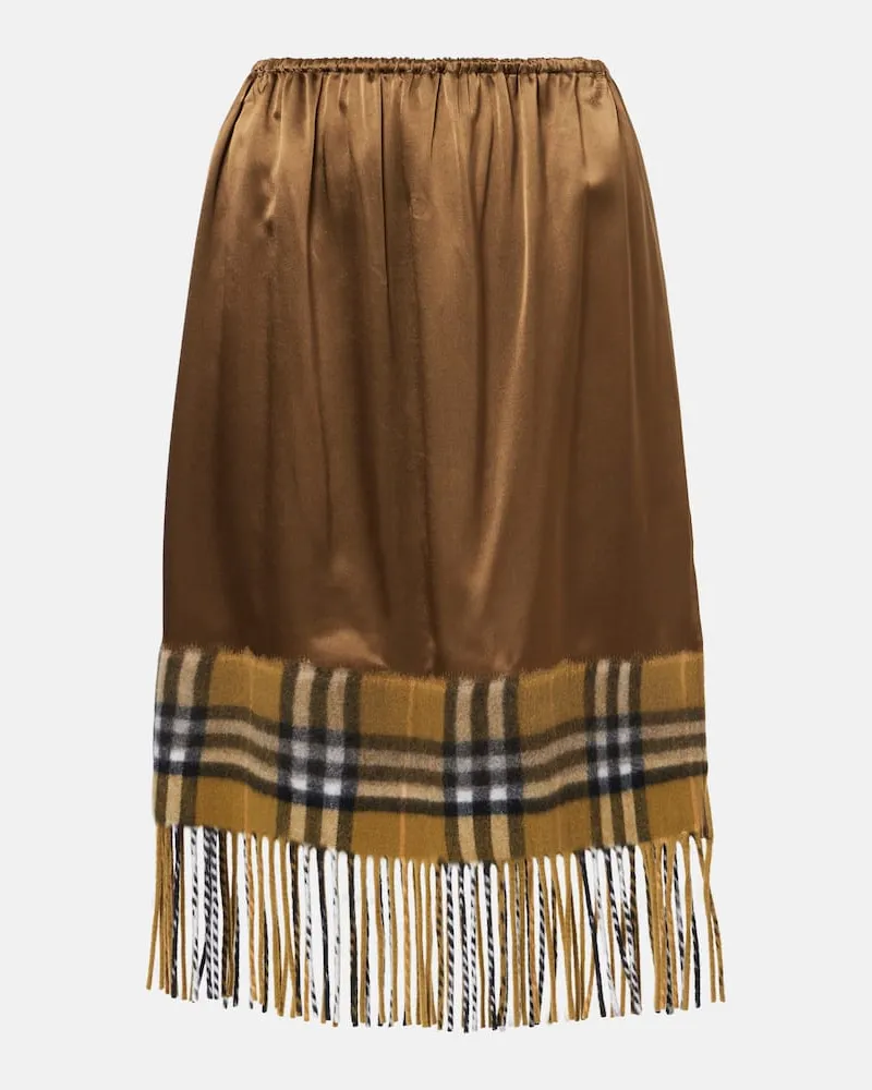 Burberry Midirock Burberry Check aus Satin Braun