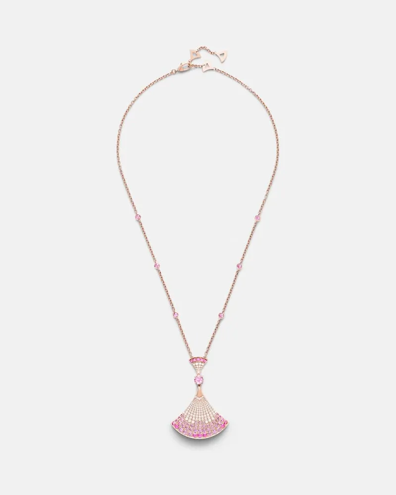 Bulgari Halskette Divas' Dream aus 18kt Roségold mit Diamanten, Rubinen und Saphiren Pink