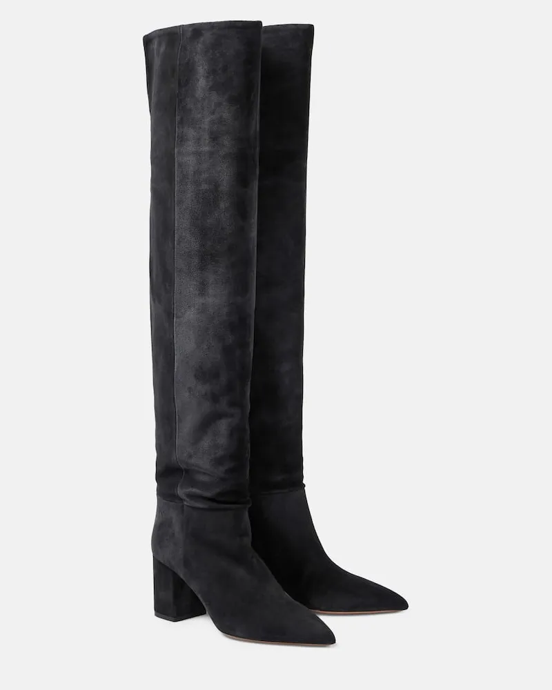 Paris Texas Overknee-Stiefel Anja aus Veloursleder Schwarz