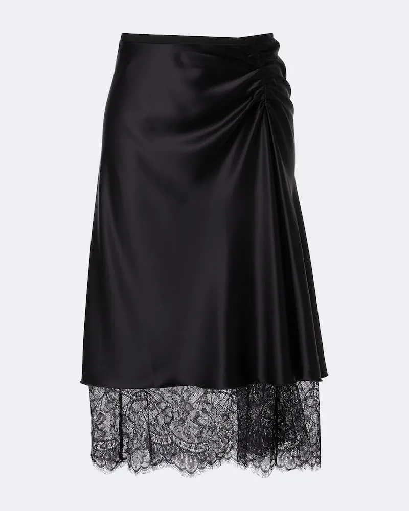 SIR Midirock Ingrid aus Satin mit Spitze Schwarz