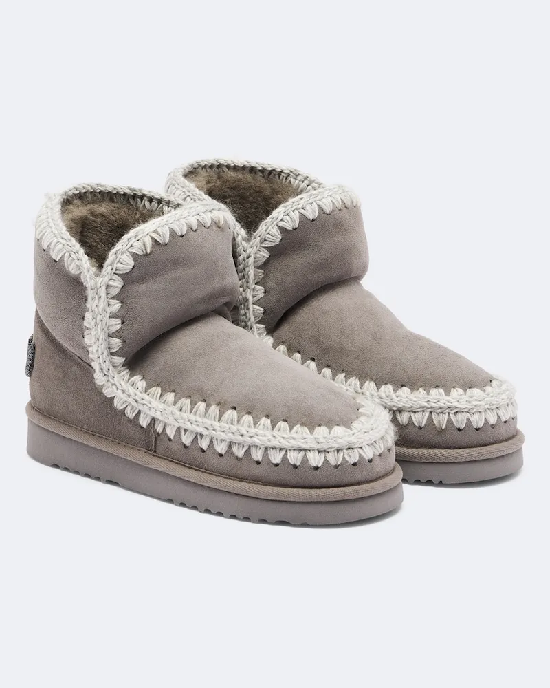 Mou Ankle Boots 18 aus Veloursleder mit Shearling Grau